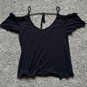 h.i.p. Black Cold Shoulder Top